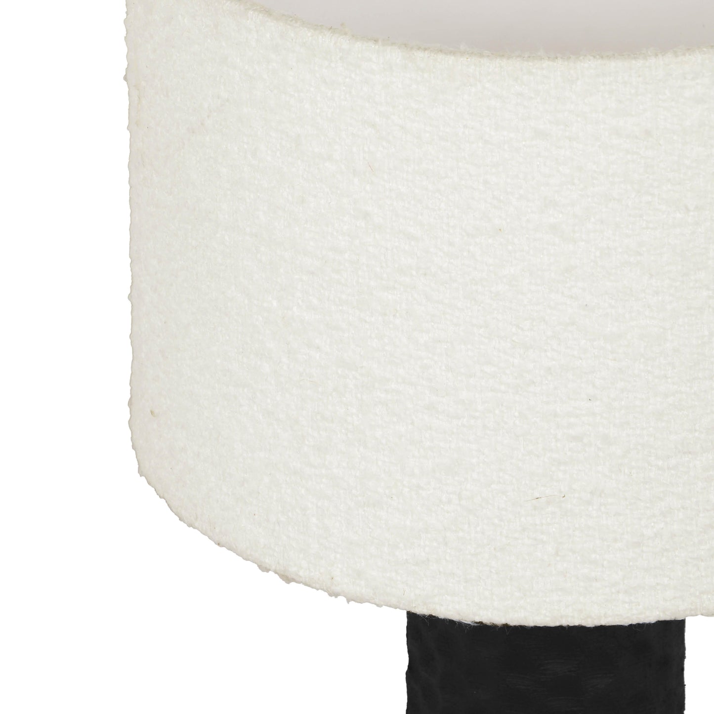 memphis cream boucle & black hand carved wood table lamp