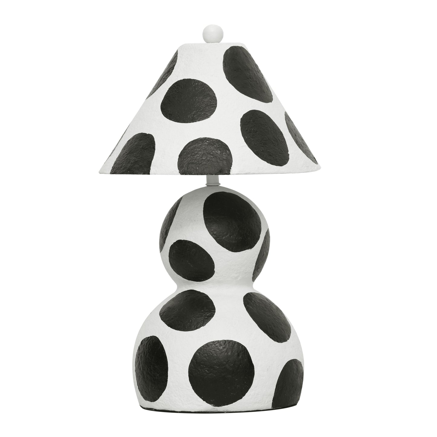 nero black and white papier mache table lamp