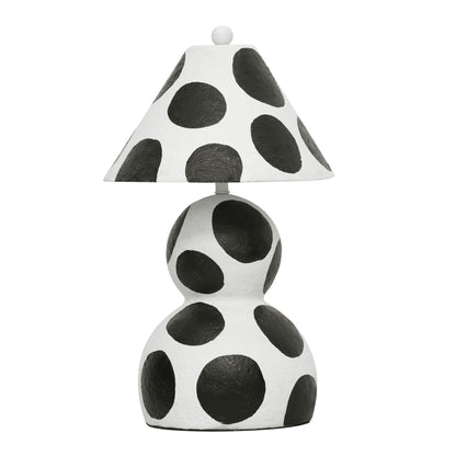 Nero Black and White Papier Mache Table Lamp