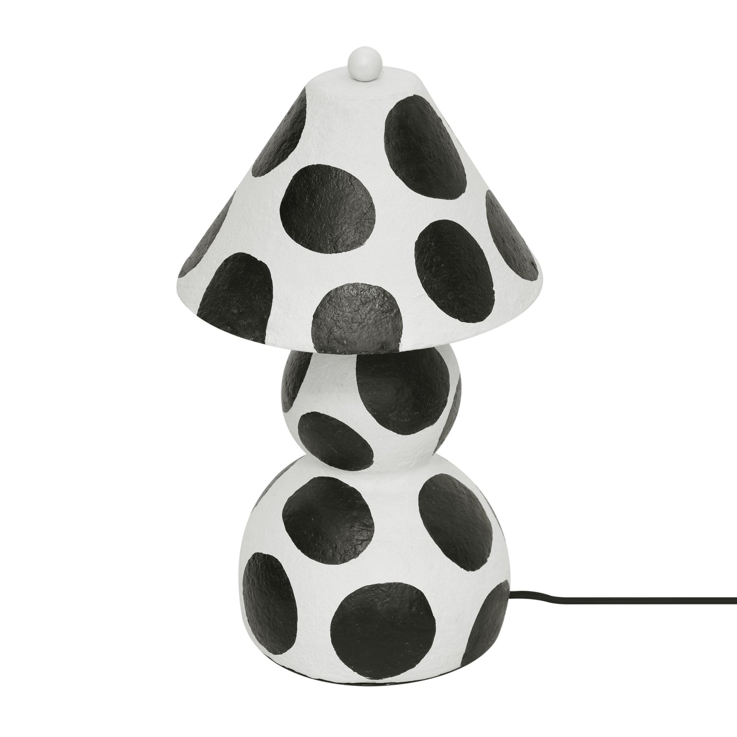 nero black and white papier mache table lamp