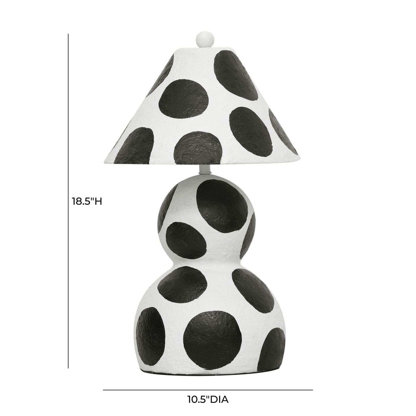 nero black and white papier mache table lamp