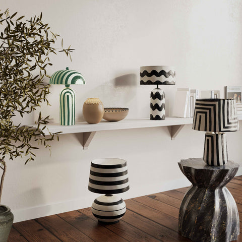Valentina Montrose Striped Papier Mache Table Lamp - image 2