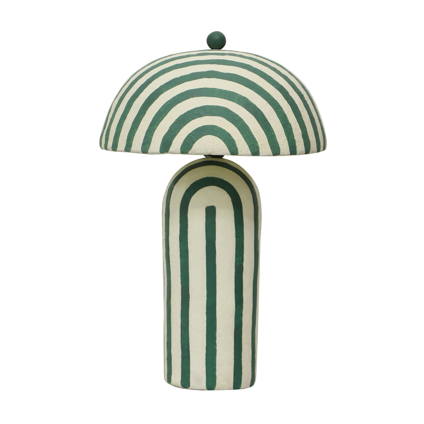 nero dark green striped papier mache table lamp