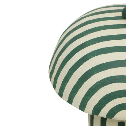 Nero Dark Green Striped Papier Mache Table Lamp