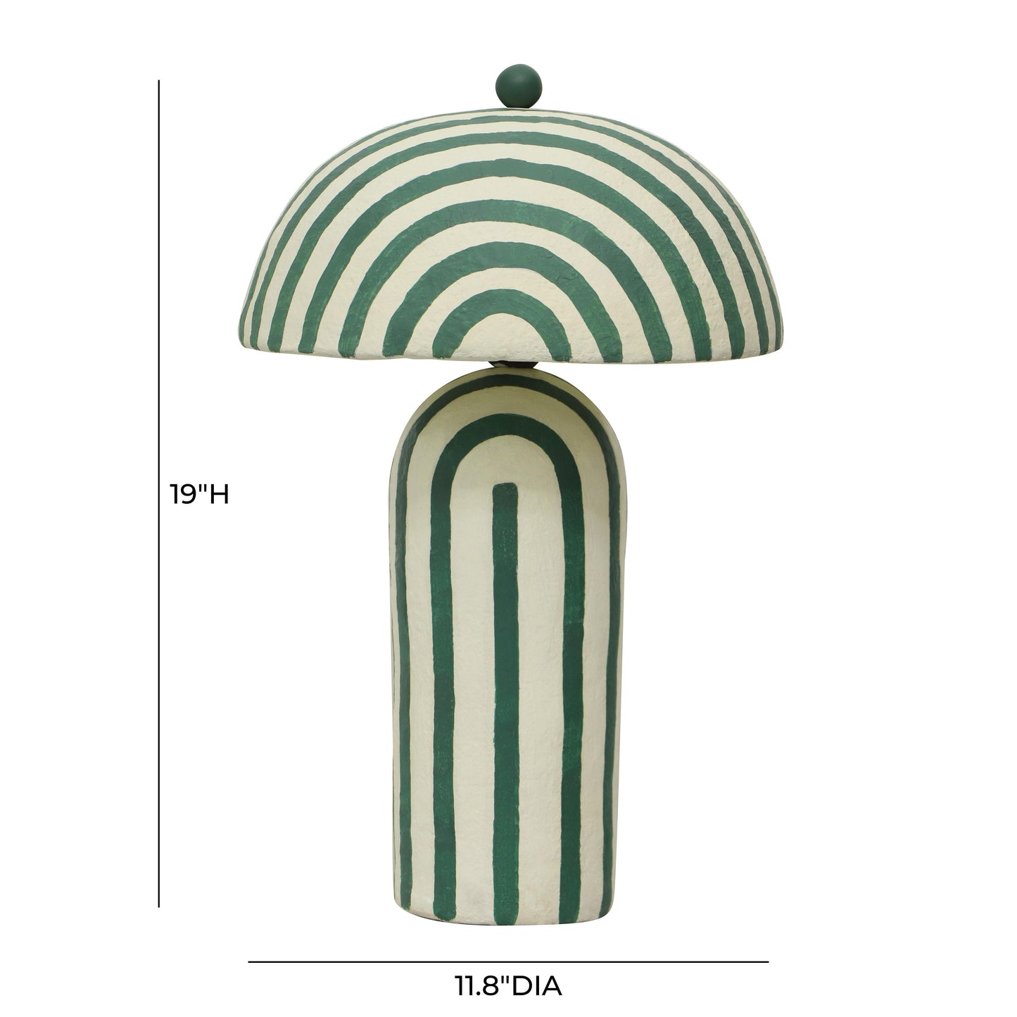 nero dark green striped papier mache table lamp