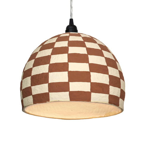 Sabine Valois White and Terracotta Cotton Mache Pendant Lamp - image 3