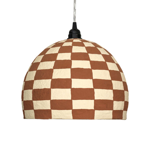 Sabine Valois White and Terracotta Cotton Mache Pendant Lamp - image 4