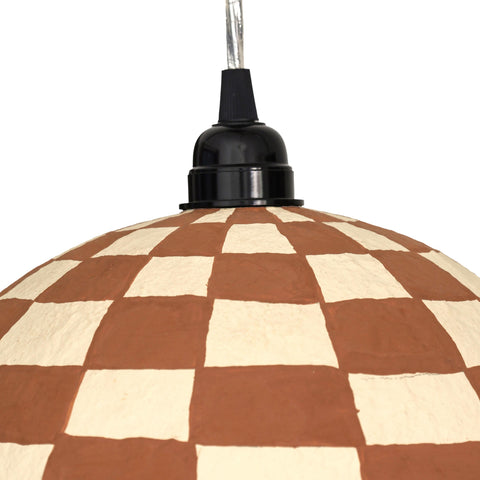 Sabine Valois White and Terracotta Cotton Mache Pendant Lamp - image 5