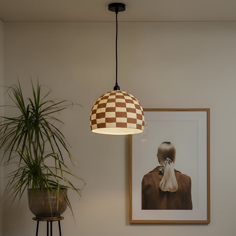 Sabine Valois White and Terracotta Cotton Mache Pendant Lamp - image 2