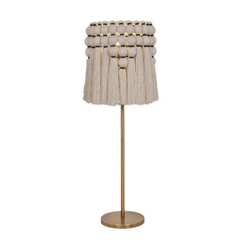 Camille Versailles Cream Cotton Tasseled Floor Lamp - image 3