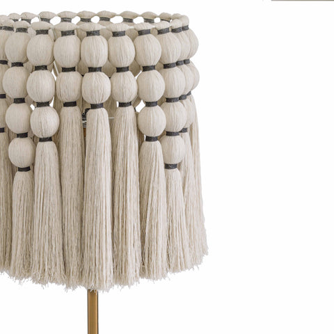 Camille Versailles Cream Cotton Tasseled Floor Lamp - image 4