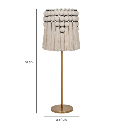 Camille Versailles Cream Cotton Tasseled Floor Lamp - image 6