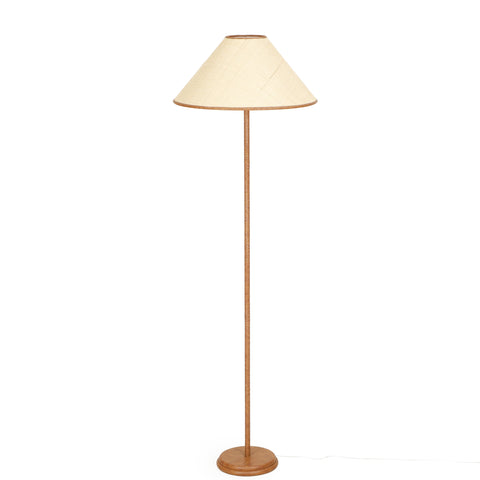 Colette Marlowe Natural Vegan Leather and Raffia Contract-Grade Floor Lamp - image 3