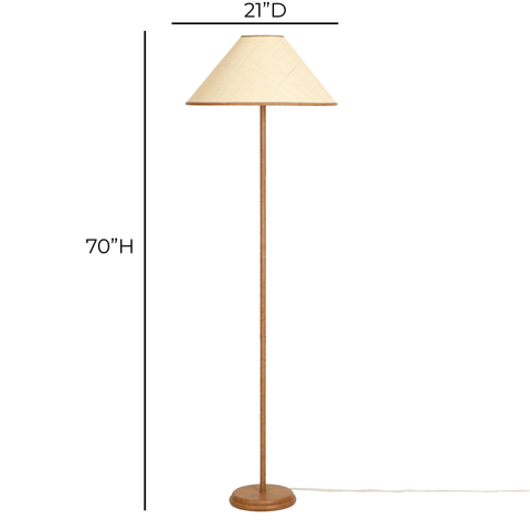Colette Marlowe Natural Vegan Leather and Raffia Contract-Grade Floor Lamp - image 8