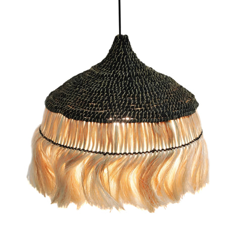 Alessia Valois Natural and Black Upcycled Abaca Pendant Lamp - image 2