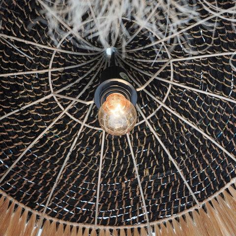 Alessia Valois Natural and Black Upcycled Abaca Pendant Lamp - image 4
