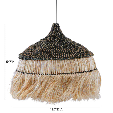 Alessia Valois Natural and Black Upcycled Abaca Pendant Lamp - image 5