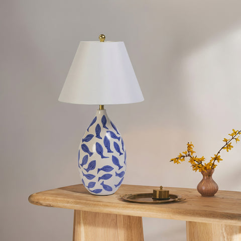 Anais Sorrento White &amp; Blue Ceramic Table Lamp - image 2