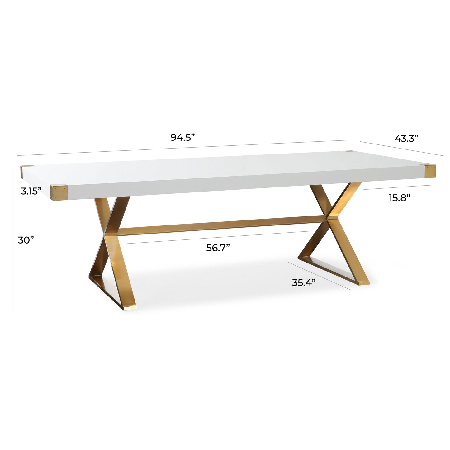 dottie white lacquer dining table