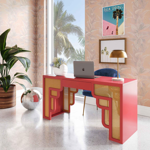 Arielle Valois 62" Rattan Executive Desk With Drawer - image 2