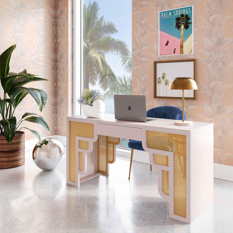 Arielle Valois 62" Rattan Executive Desk With Drawer - image 2