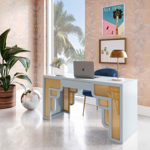 Arielle Valois 62" Rattan Executive Desk With Drawer - image 2