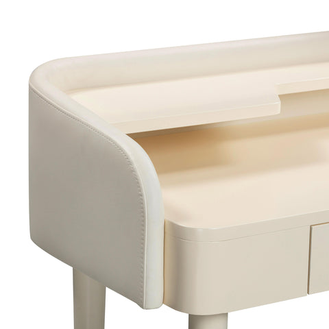 Hampshire Cream Vegan Leather Wrapped Vanity Desk