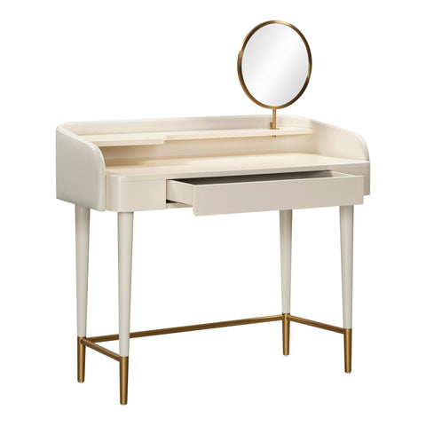 Hampshire Cream Vegan Leather Wrapped Vanity Desk
