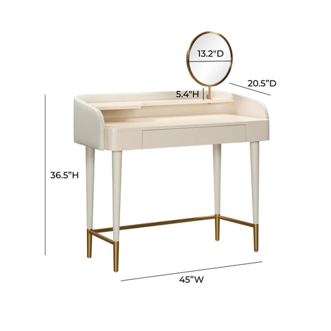 Hampshire Cream Vegan Leather Wrapped Vanity Desk
