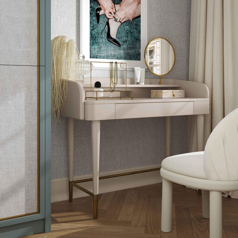 Hampshire Taupe Vegan Leather Wrapped Vanity Desk