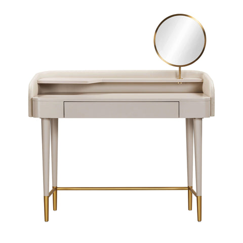 Hampshire Taupe Vegan Leather Wrapped Vanity Desk