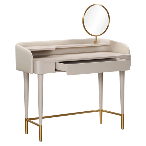 Hampshire Taupe Vegan Leather Wrapped Vanity Desk
