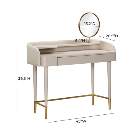 Hampshire Taupe Vegan Leather Wrapped Vanity Desk