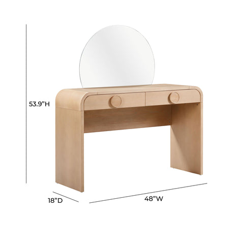 Callie Natural Ash 2-Drawer Vanity Desk
