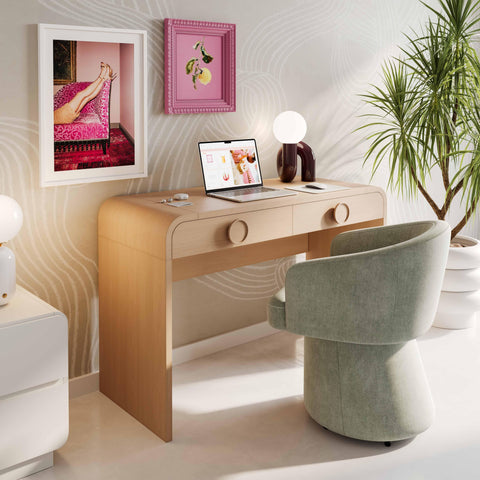Callie Natural Ash 2-Drawer Vanity Desk