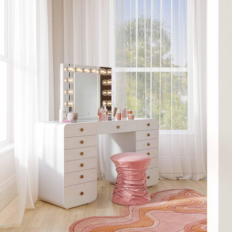Anais Lucerne 56" White 13-Drawer Vanity Desk - image 2