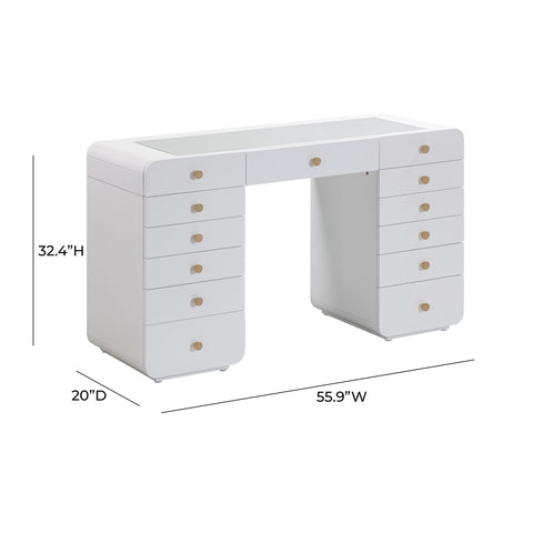Anais Lucerne 56" White 13-Drawer Vanity Desk - image 7