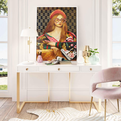 Cassandra White Lacquer Desk