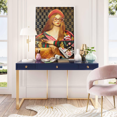 Cassandra Blue Lacquer Desk
