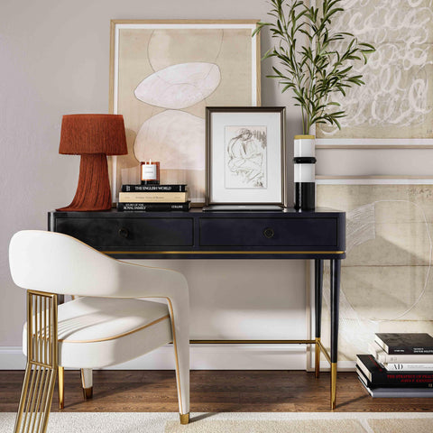 Klaryss Two Drawer Black Desk