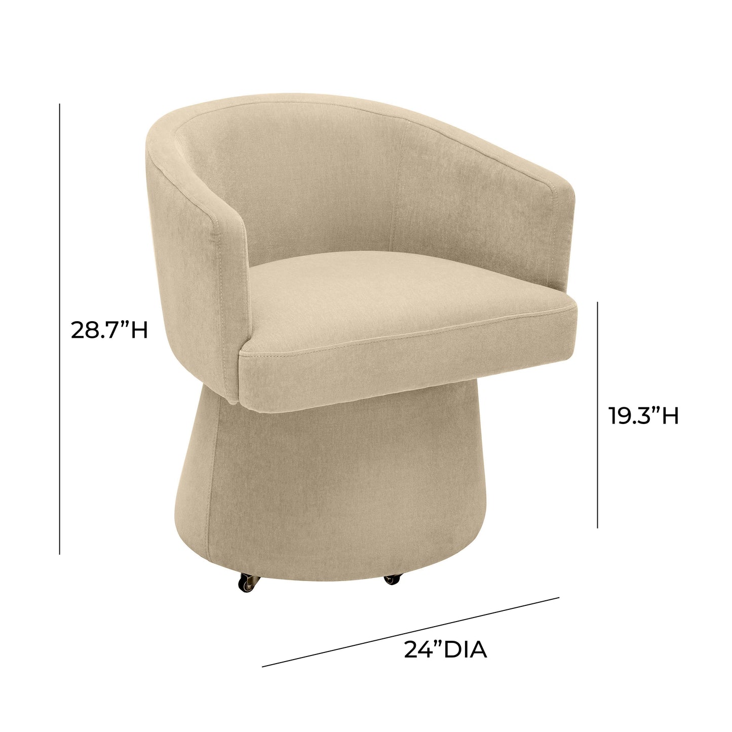 dex taupe upcycled chenille rolling desk chair