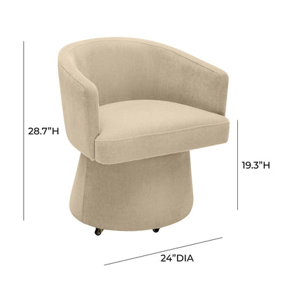 Dex Taupe Upcycled Chenille Rolling Desk Chair