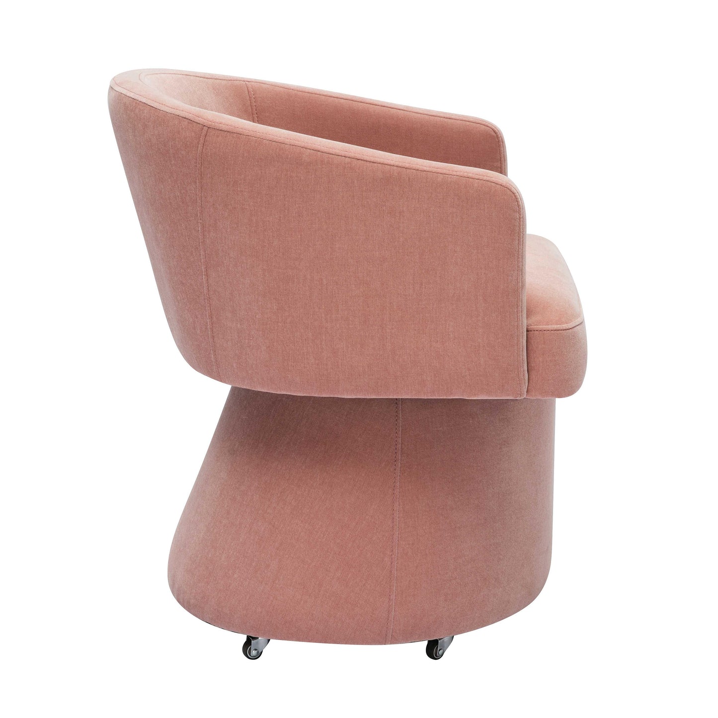 dex pink upcycled chenille rolling desk chair