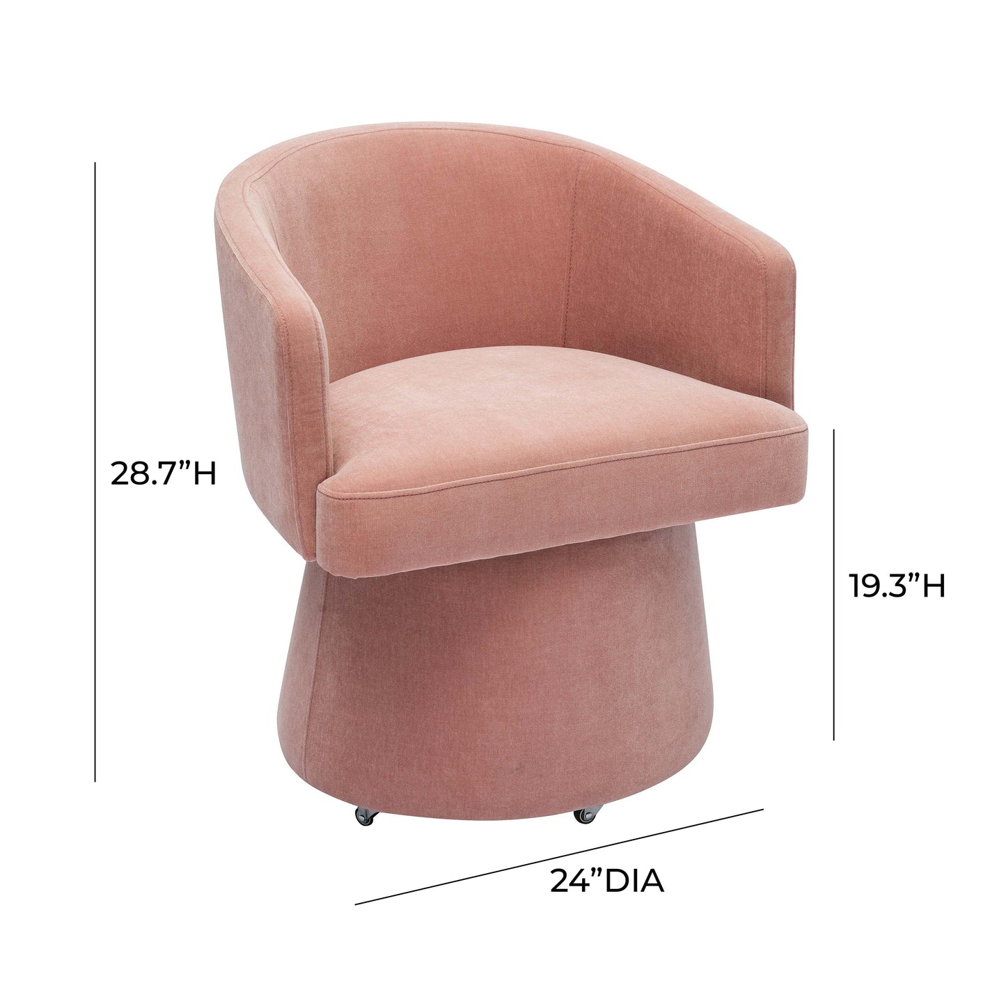 dex pink upcycled chenille rolling desk chair