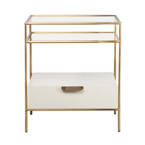 Shabby Cream Glass Nightstand