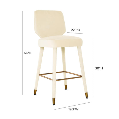 Desiree Cream Velvet Bar Stool