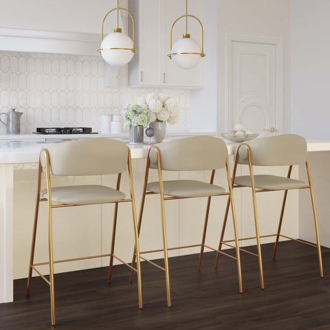 Denmark Cream Vegan Leather Counter Stool by Inspire Me! Home Decor - Set of 2
