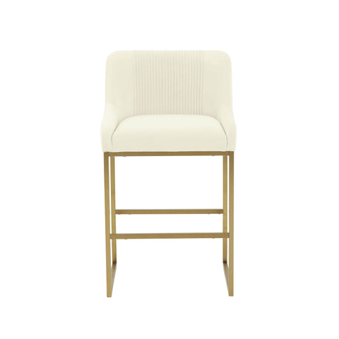 Kenya Cream Pleated Velvet Counter Stool