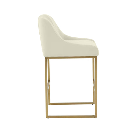 Kenya Cream Pleated Velvet Counter Stool