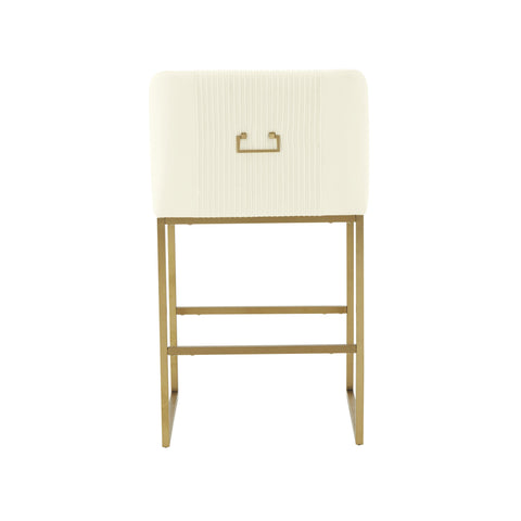 Kenya Cream Pleated Velvet Counter Stool